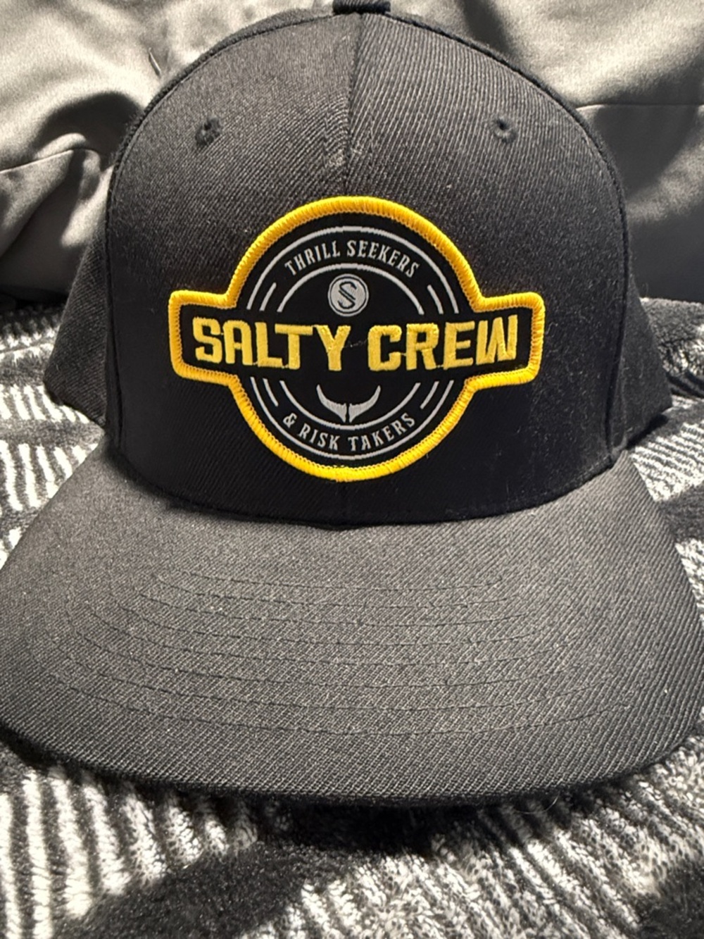 Salty Crew Black Hat with Yellow Patch Logo